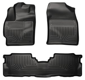 Toyota Prius v Floor Liners - Front + Rear - Husky Liners - WeatherBeater - Black - 2012